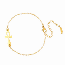 Bracelet Femme Croix Ankh - 17/22cm / Or