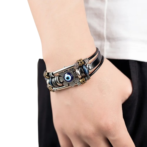 Bracelet Oeil Bleu - 20cm / Noir