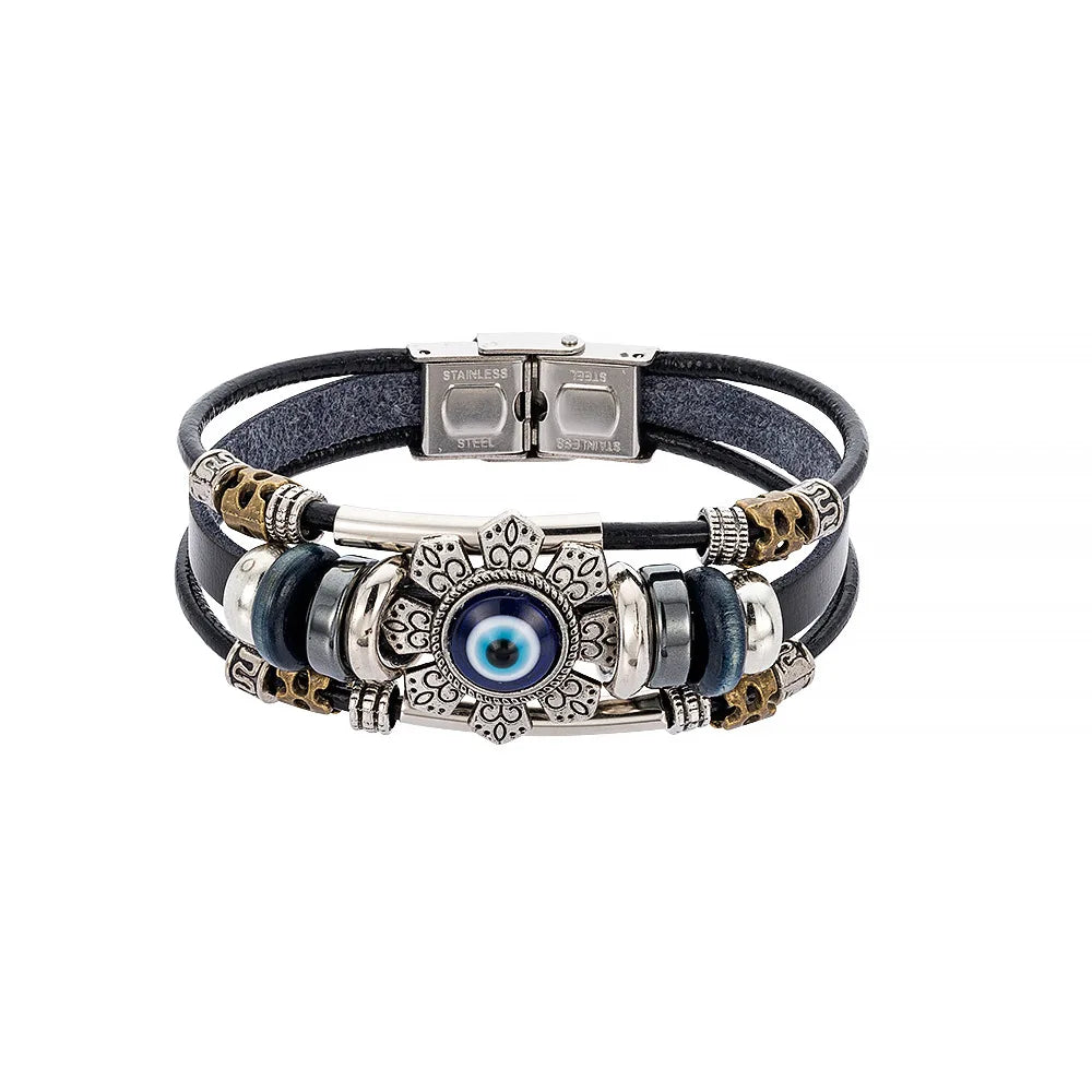 Bracelet Oeil Bleu - 20cm / Noir