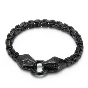 Bracelet Tête De Serpent - 21.5cm / Noir