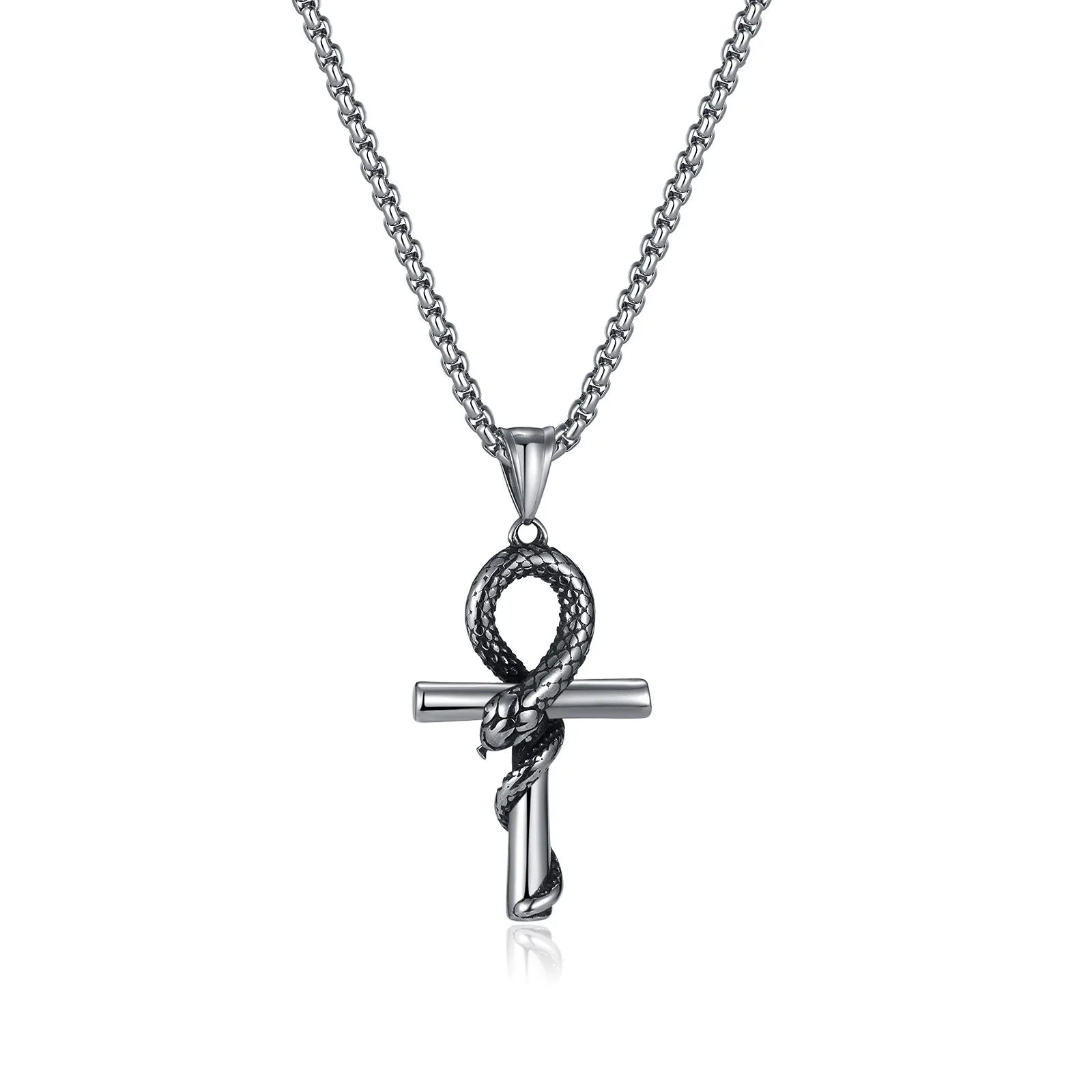 Collier Croix De Vie - 55cm / Argent