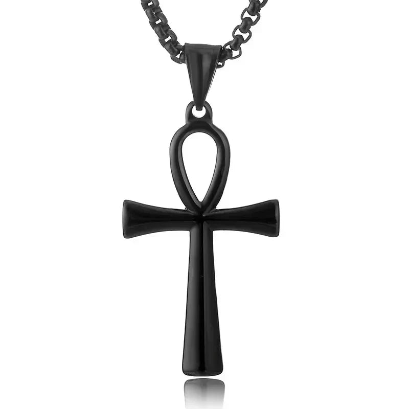 Collier Croix Égyptienne - 60cm / Noir