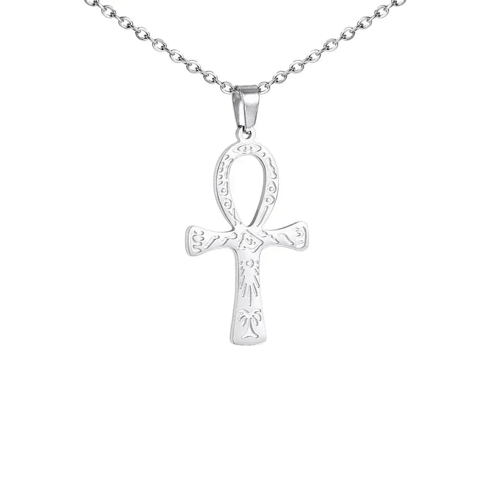 Collier Croix Egyptienne Homme - 45 à 50cm / Argent