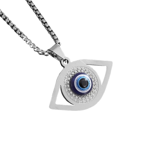 Collier Oeil Bleu Argent - 60cm / Argent