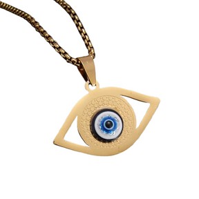 Collier Oeil Bleu Argent - 60cm / Or