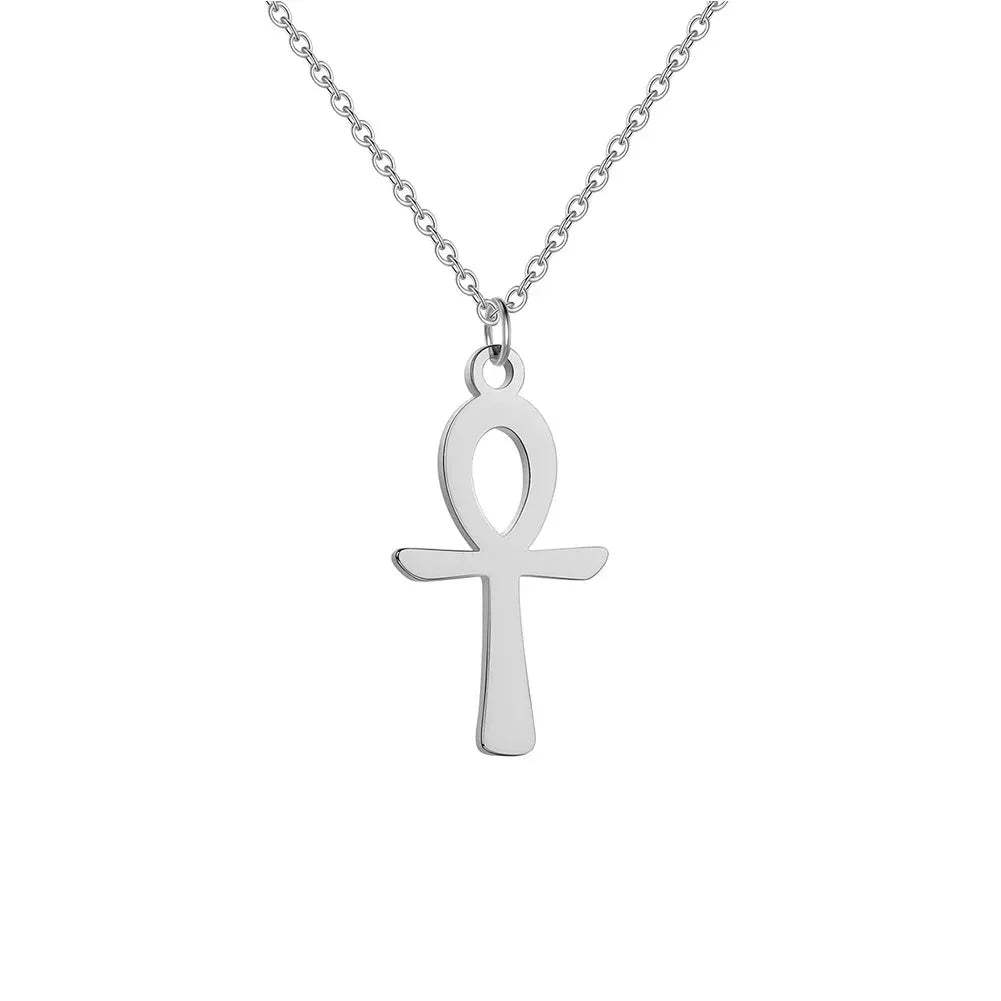 Collier Pendentif Croix Ankh Homme - 45-50cm / Argent