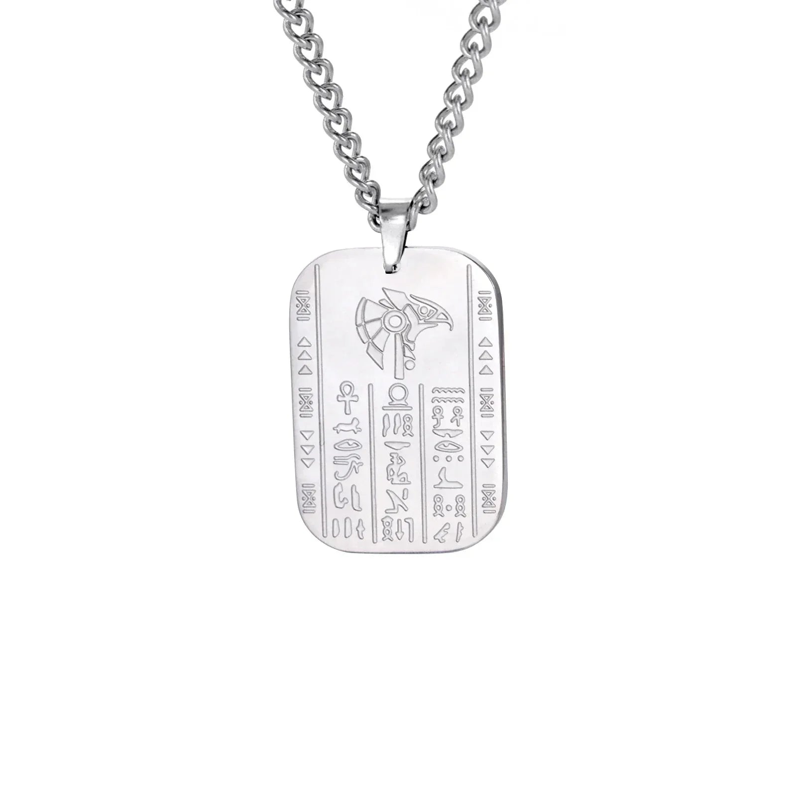 Collier Pendentif Égyptien Cartouche - 45-50cm / Argent