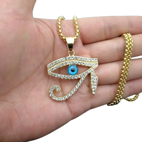 Collier Pendentif Oeil Bleu - 50cm / Or