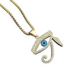 Collier Pendentif Oeil Bleu - 50cm / Or