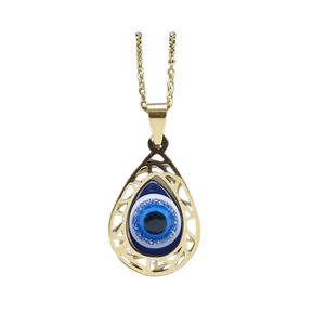 Collier Pendentif Oeil Bleu Argent - 50cm / Or