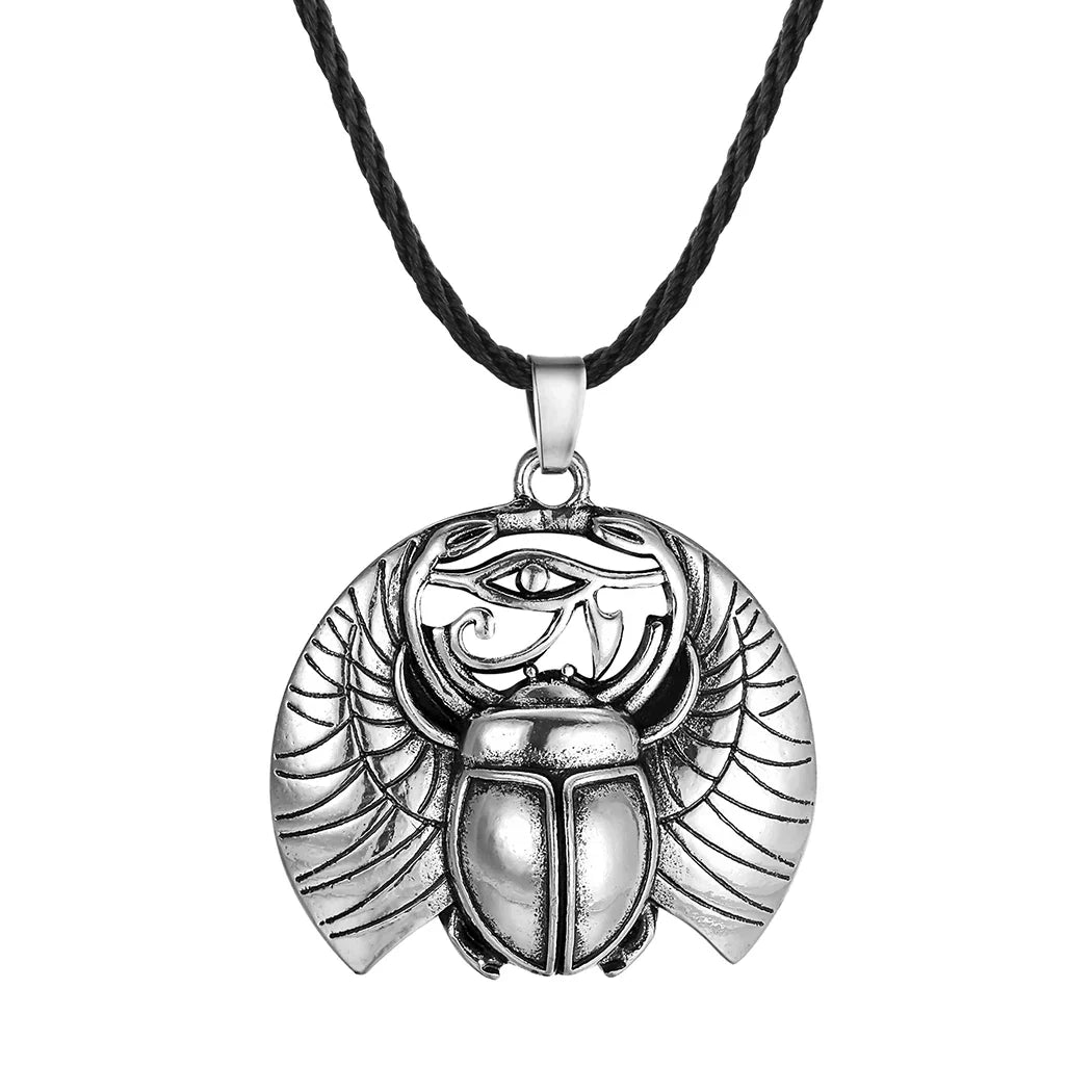 Collier Pendentif Scarabée Egyptien Argent Original