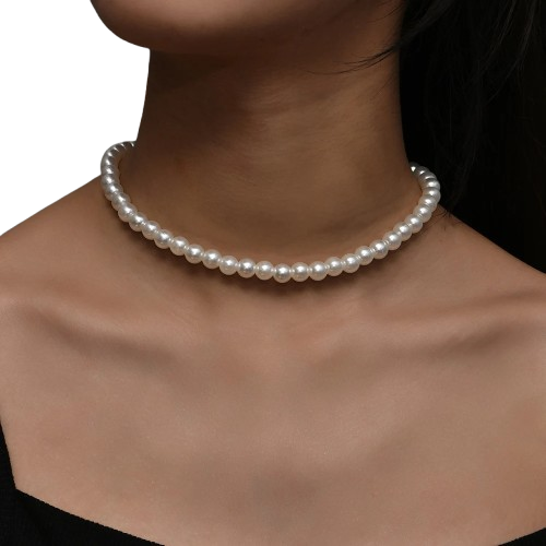 Collier Ras de Cou Blanc / Or - 35 à 42cm