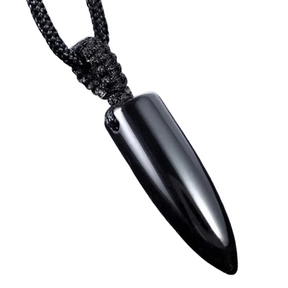 Collier Talisman Homme - 46 à 60cm / Noir (obsidienne)